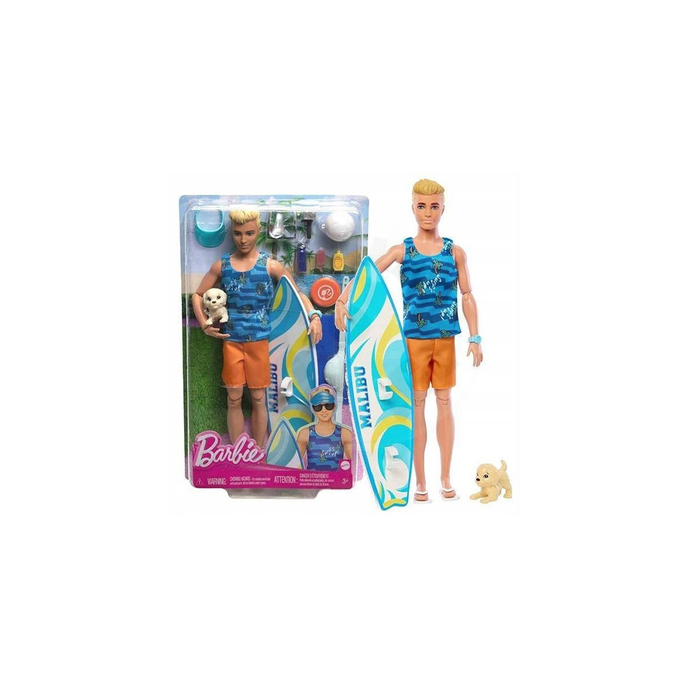 mattel-ken-doll-with-surfboard-pet-puppy