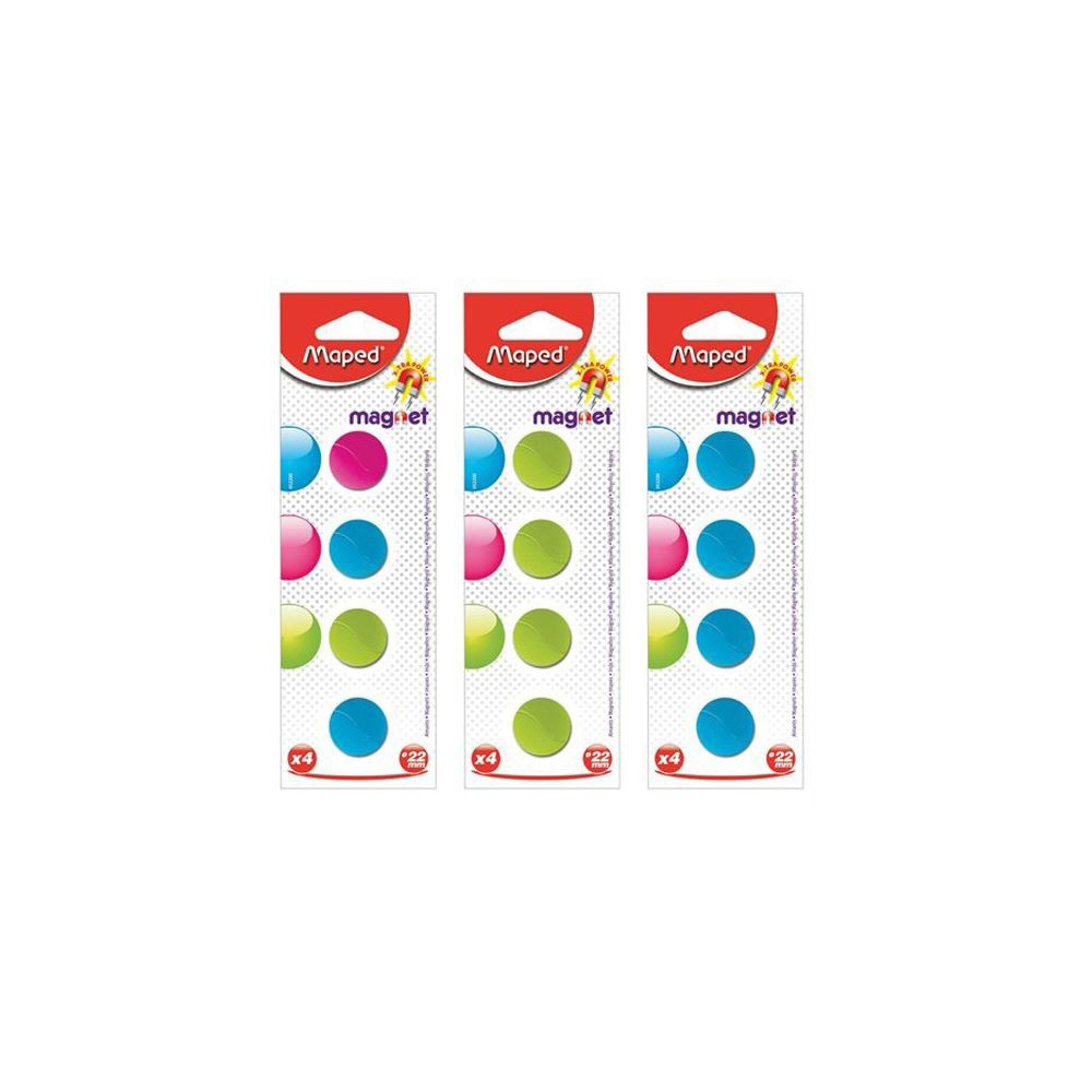 maped-round-magnets-pack-of-4-pieces-2-2cm-4-assorted-colours