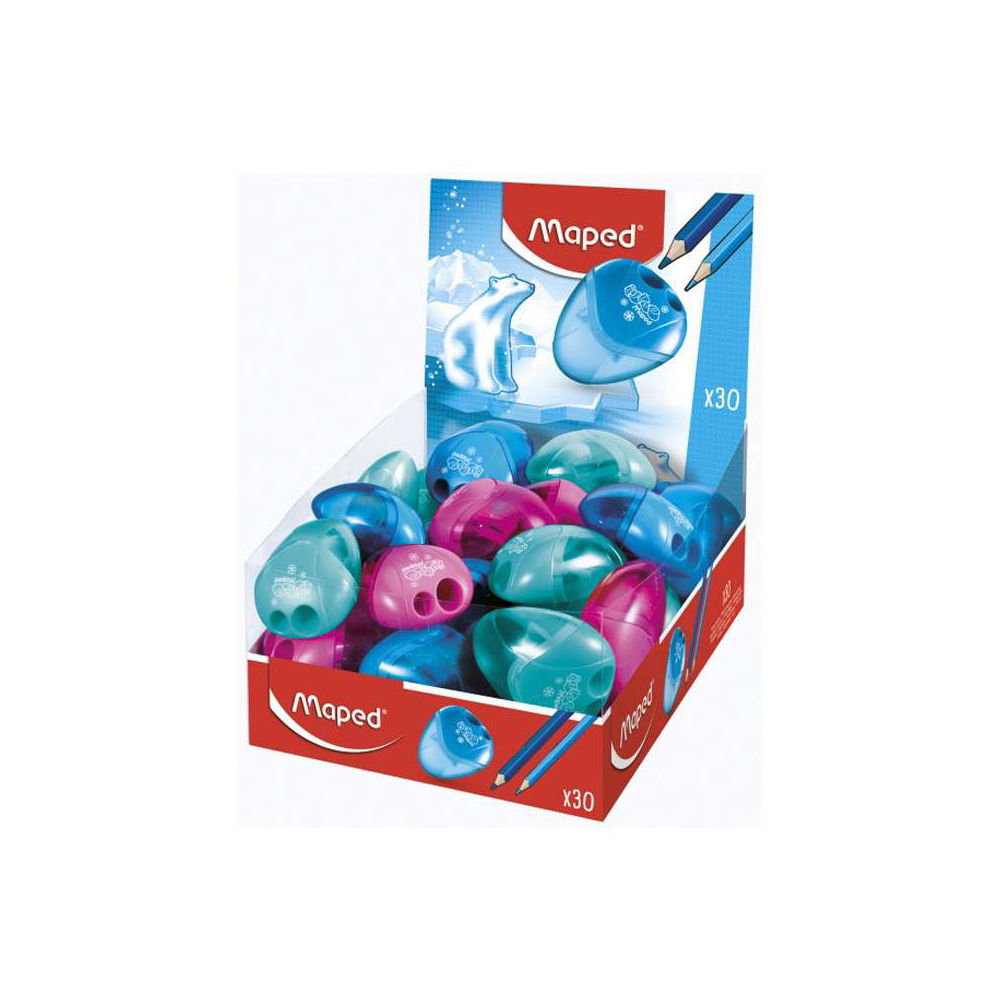 maped-sharpener-with-2-holes-canister-3-assorted-colours