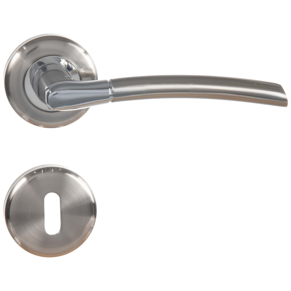 nickel-door-handle-set-with-rose-escutcheon