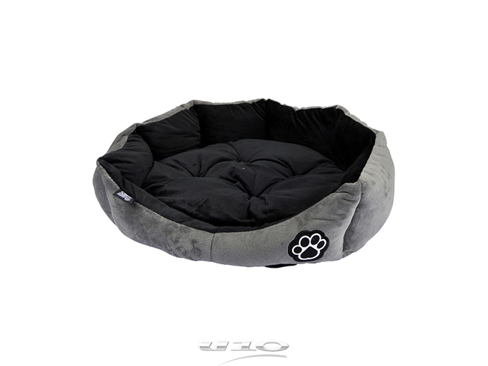 paw-design-patchy-round-polyester-suedette-pet-bed-grey-with-black-50cm