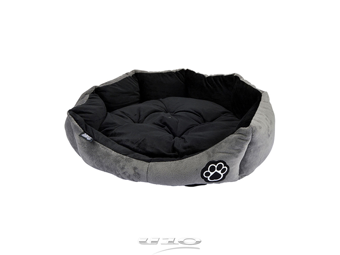 paw-design-patchy-round-polyester-suedette-pet-bed-grey-with-black-60cm