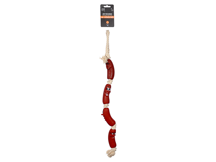 dog-toy-vinyl-sausage-chain-toy-with-cotton-rope-7-5cm