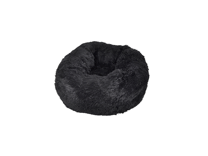 polyester-fluffy-round-pet-bed-black-55cm