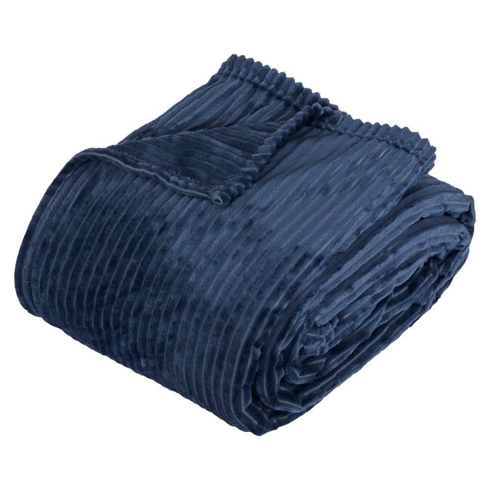 atmosphera-blanket-throw-over-flanel-stripes-dark-blue-240-cm-x-220-cm