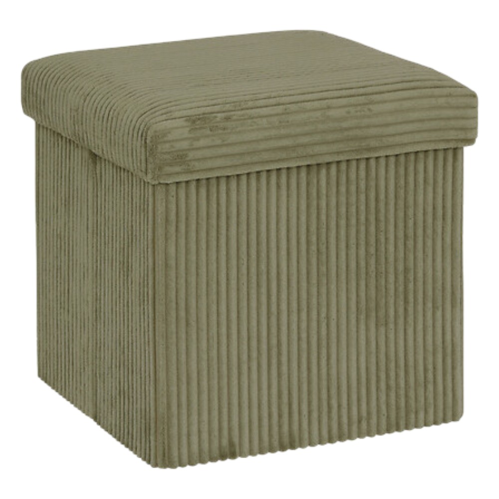 atmosphera-arum-foldable-storage-pouffe-corduroy-khaki-green-38-cm