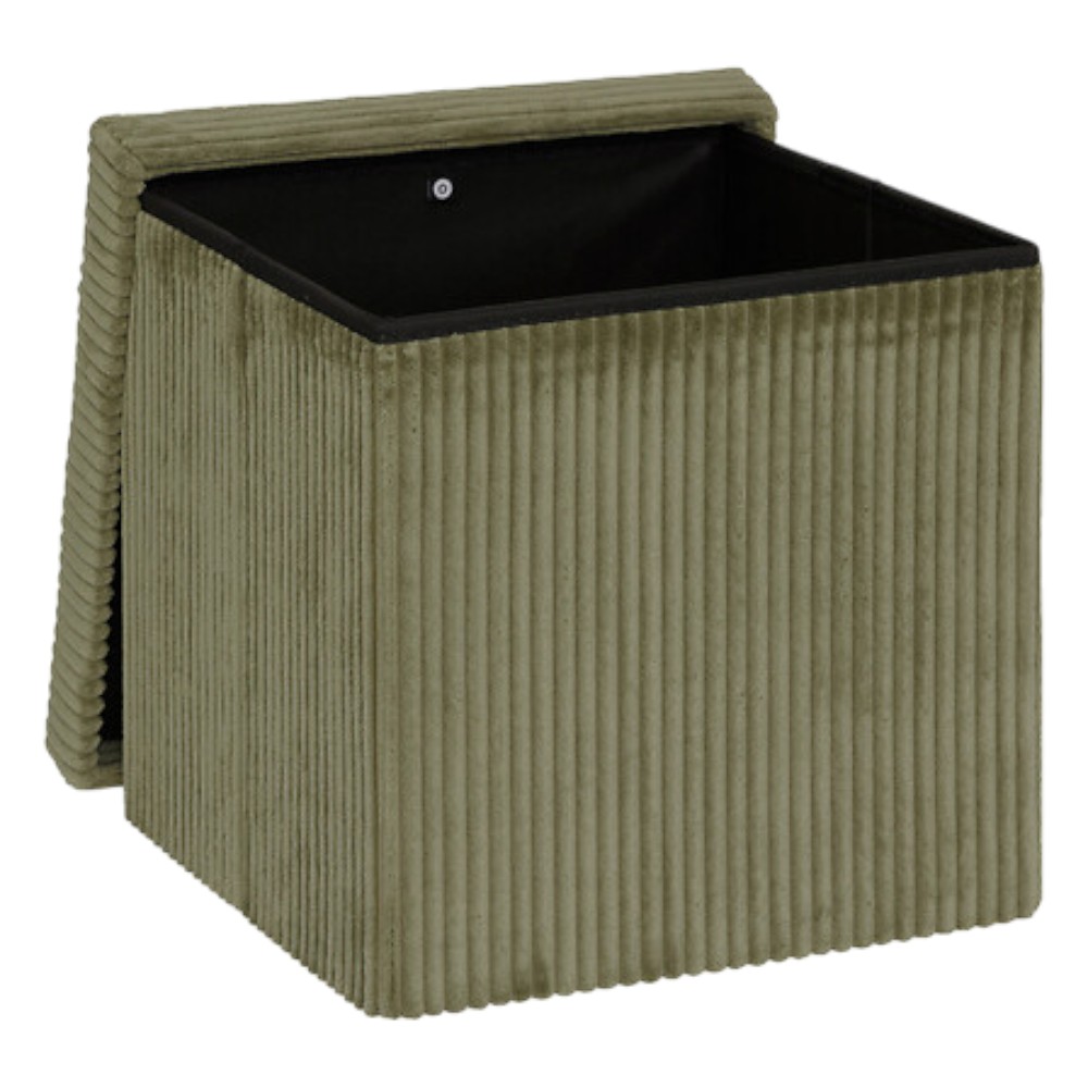 atmosphera-arum-foldable-storage-pouffe-corduroy-khaki-green-38-cm