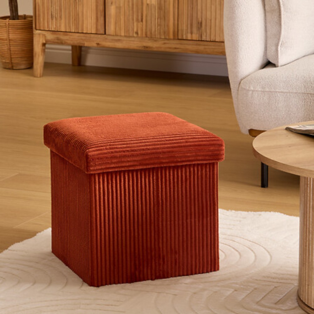 atmosphera-arum-foldable-storage-pouffe-corduroy-amber-38-cm
