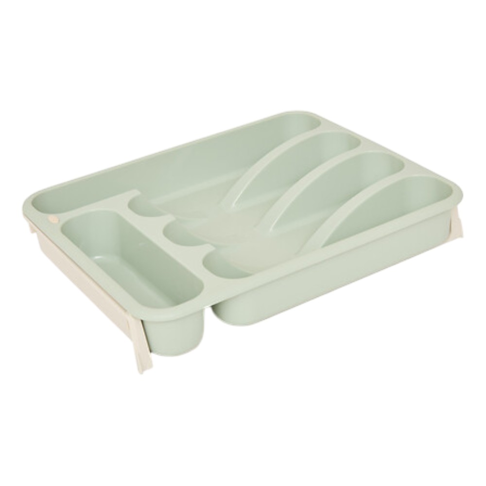 5five-extendable-polypropylene-6-compartment-cutlery-rack-green