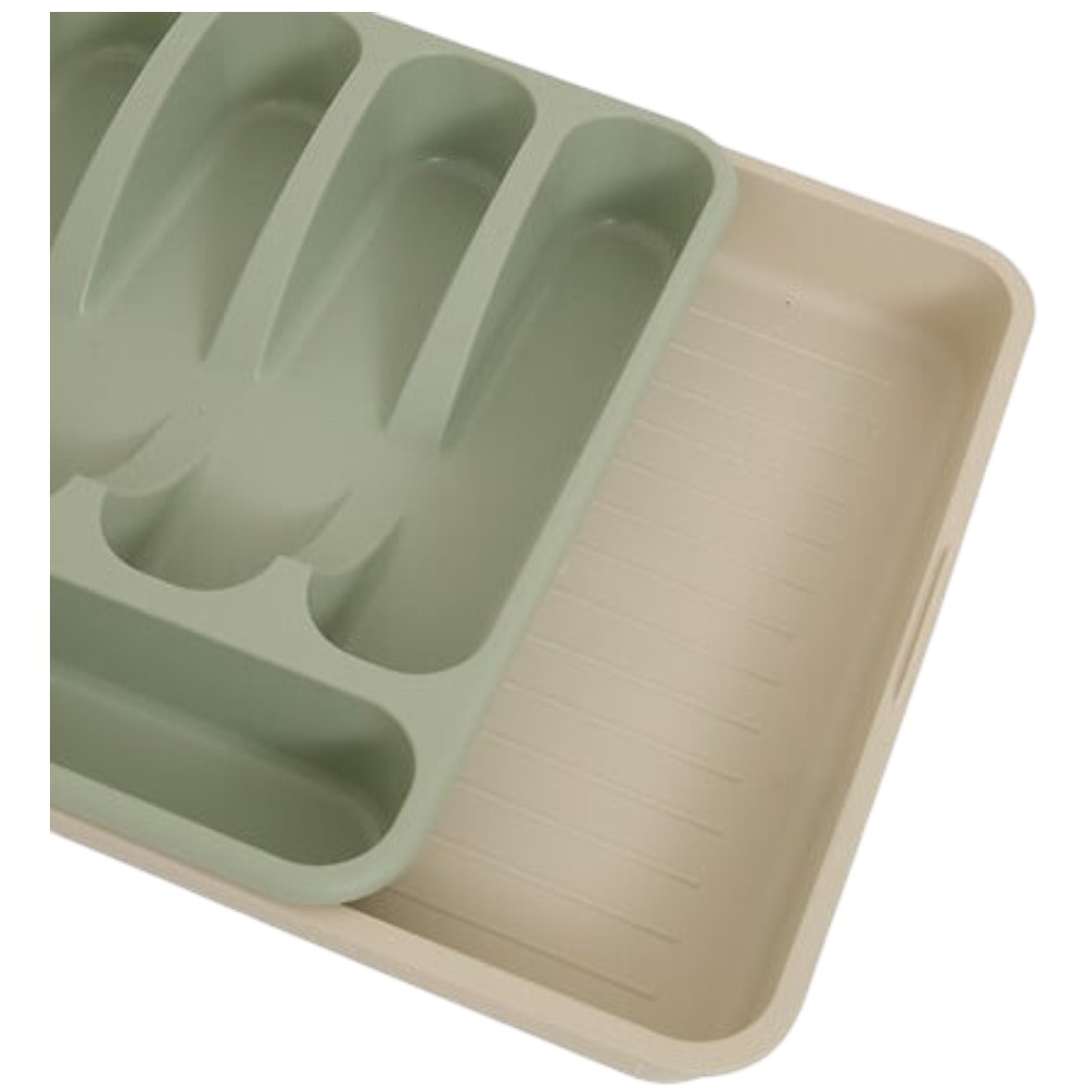 5five-extendable-polypropylene-6-compartment-cutlery-rack-green