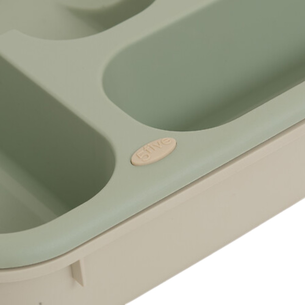 5five-extendable-polypropylene-6-compartment-cutlery-rack-green