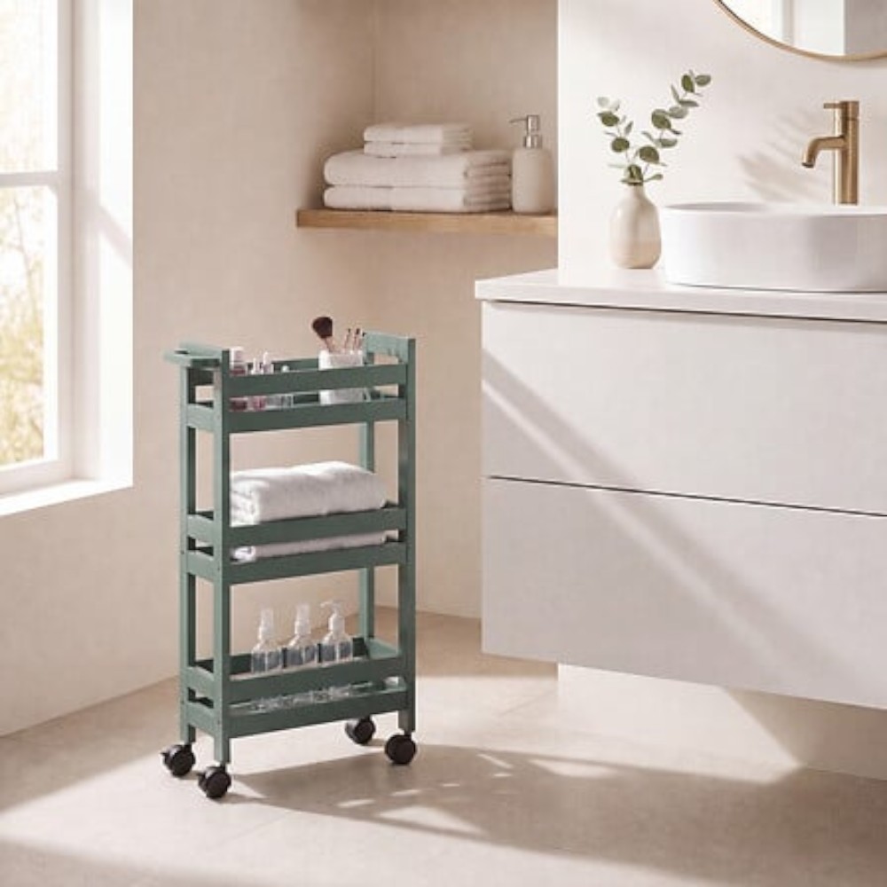 5five-colorama-3-tier-slim-bathroom-trolley-dark-green-40cm-x-15cm-x-75cm