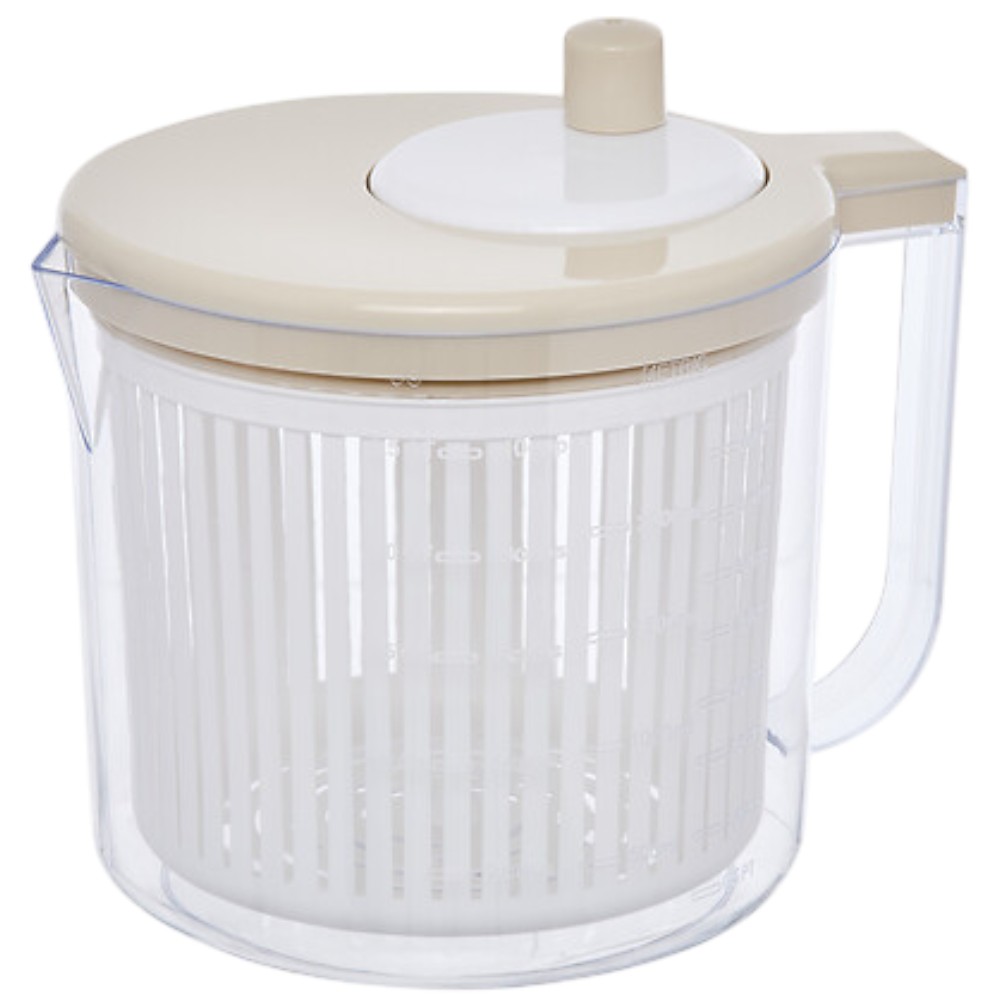 5five-poly-mini-manual-salad-spinner-with-measuring-jug-clay-2-5l