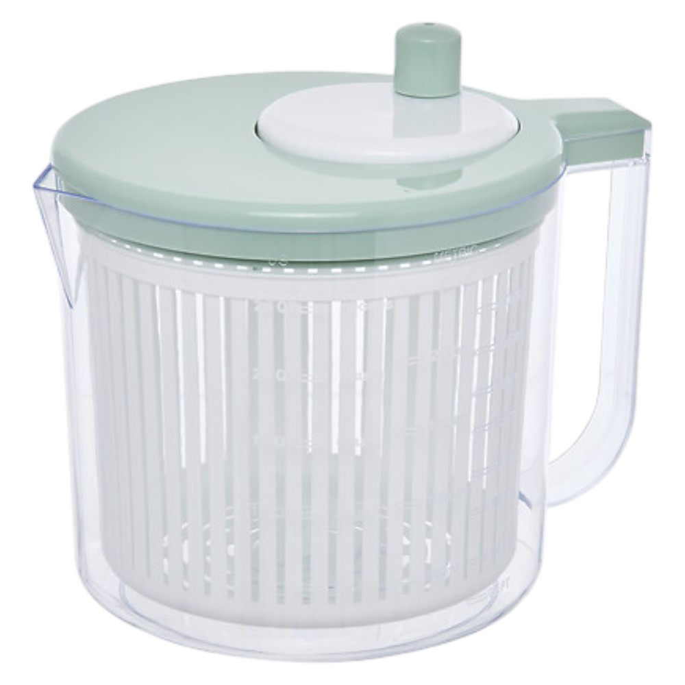 5five-poly-mini-manual-salad-spinner-with-measuring-jug-green-2-5l