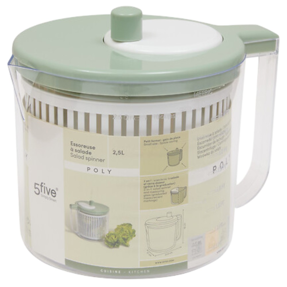 5five-poly-mini-manual-salad-spinner-with-measuring-jug-green-2-5l