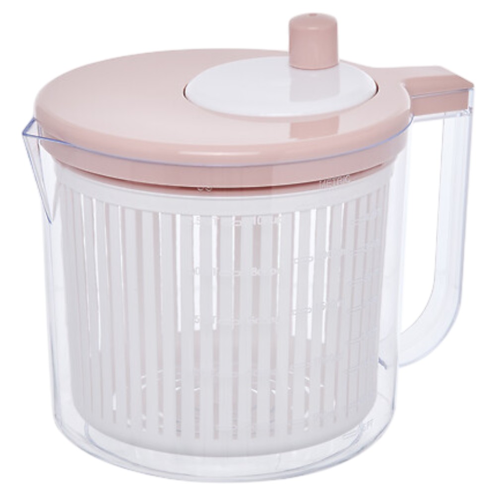 5five-poly-mini-manual-salad-spinner-with-measuring-jug-pink-2-5l