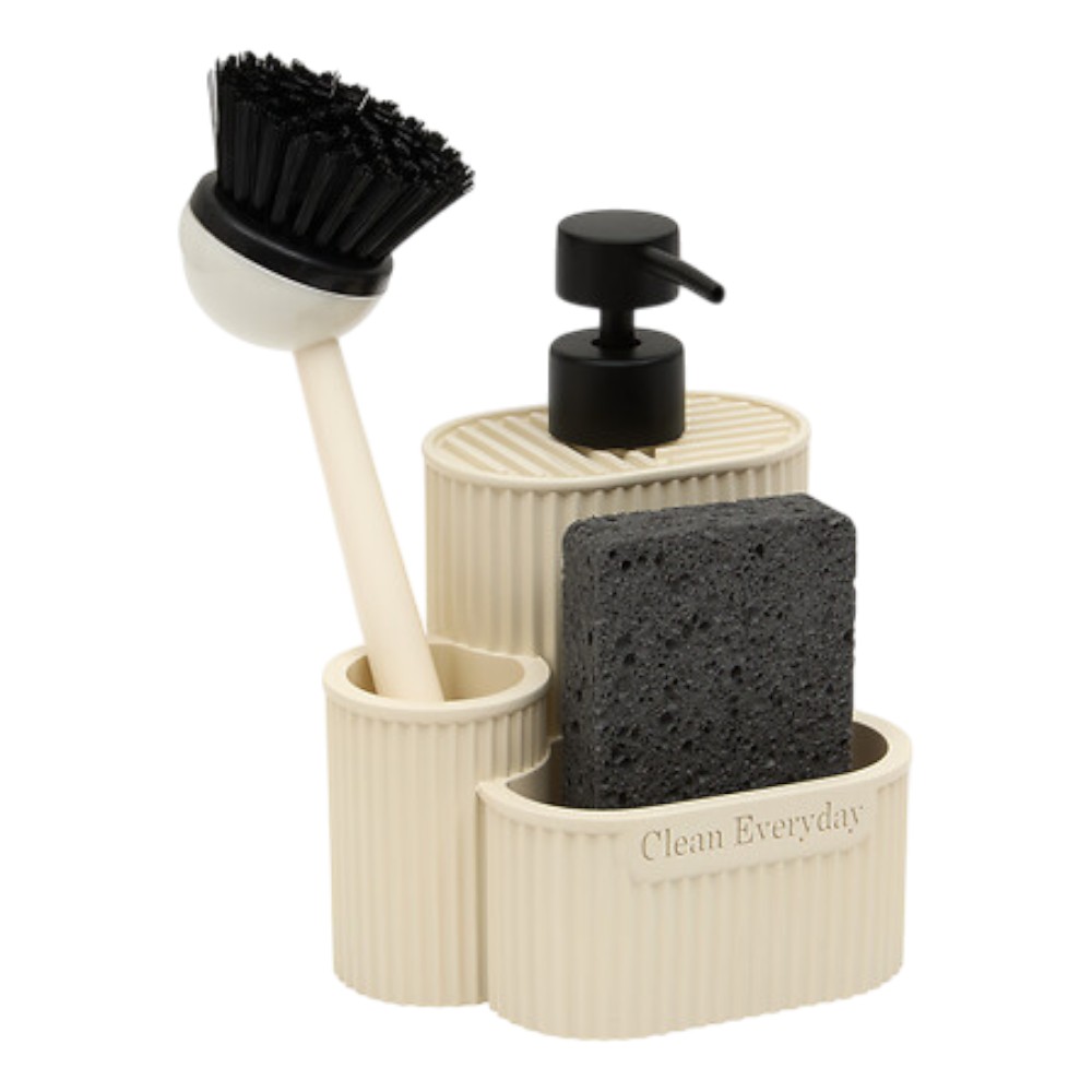 terra-soap-dispenser-0-4-l-with-sponge-and-dish-brush-clay