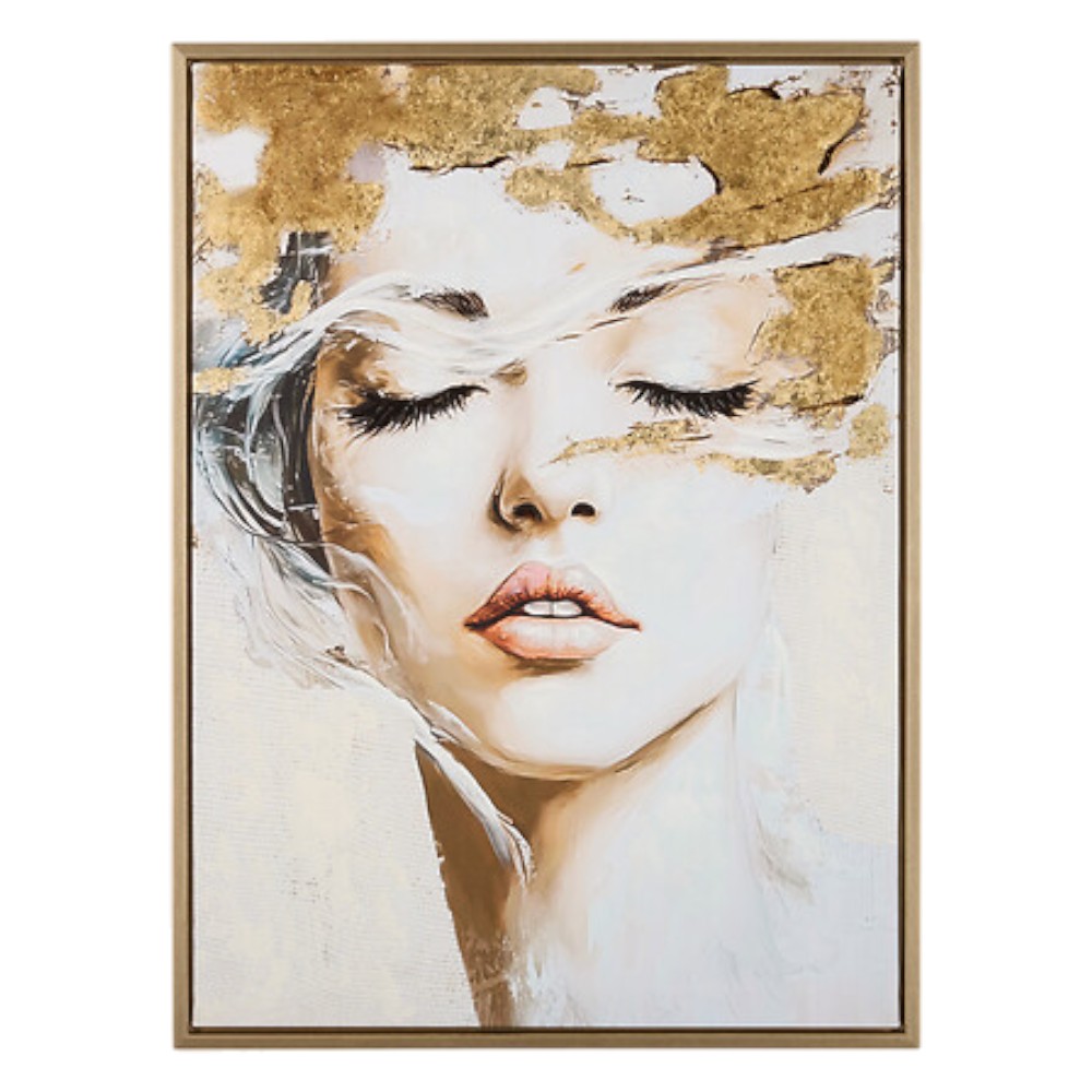 cléo-framed-canvas-wall-art-58-x-78cm-gold-aluminium-effect