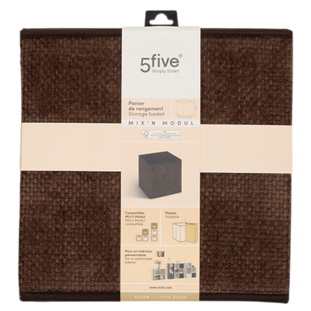 5five-velvy-mix’n-modul-foldable-storage-box-–-31-x-31-x-31cm-chocolate-brown