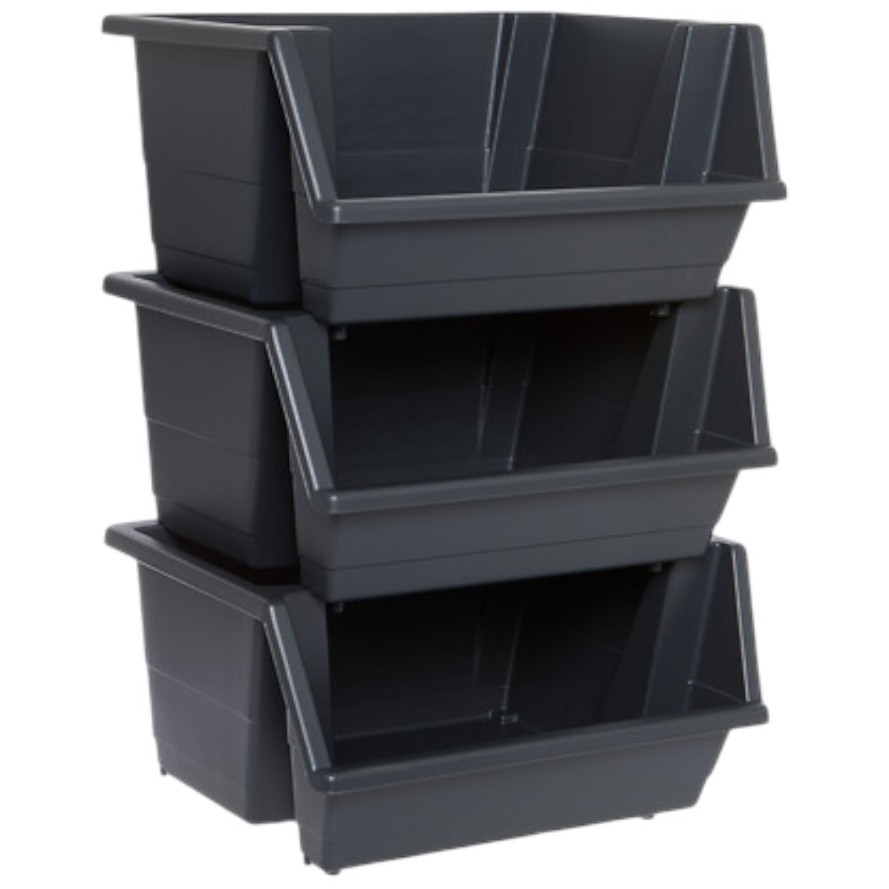 5five-essentials-3-tier-stackable-storage-bin-tower-black-66cm