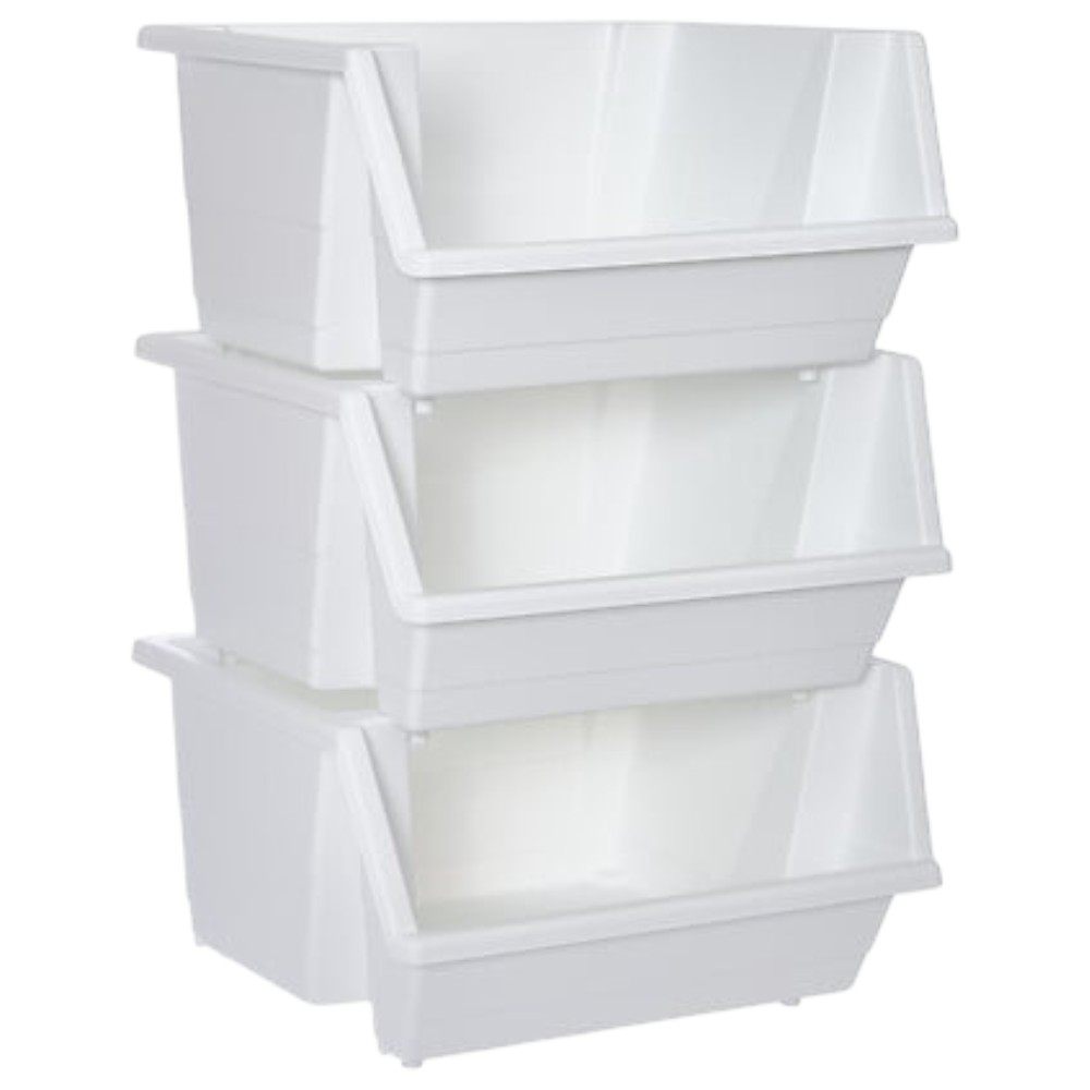 5five-essentials-3-tier-stackable-storage-bin-tower-white-66cm