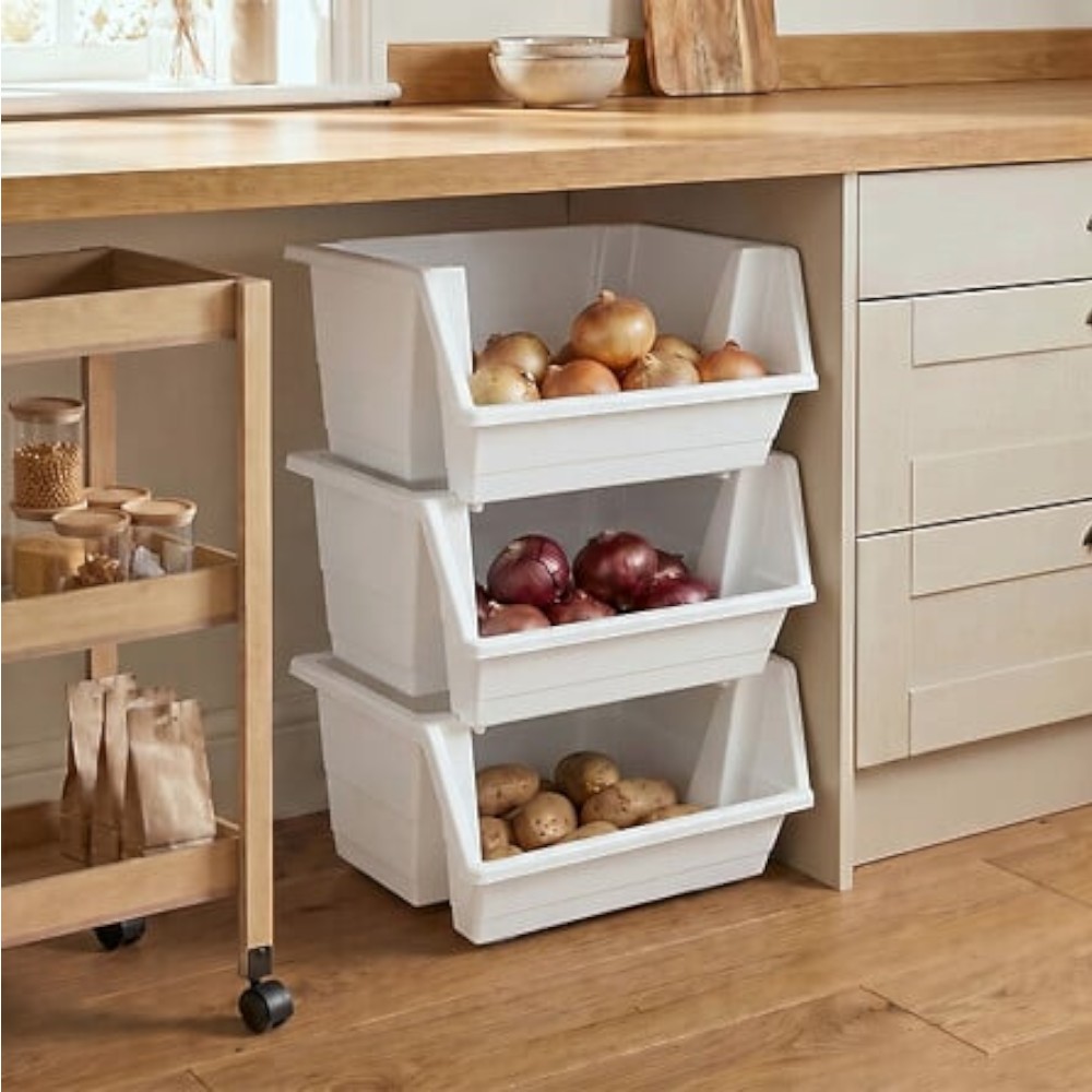 5five-essentials-3-tier-stackable-storage-bin-tower-white-66cm