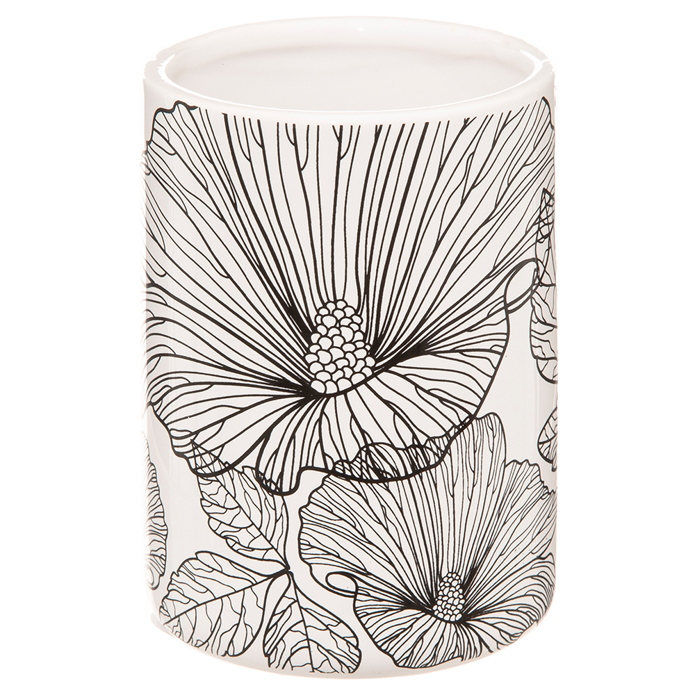 5five-blackflora-bathroom-toothbrush-tumbler