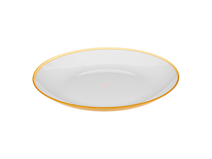 5five-polystyrene-flat-plate-with-yellow-coloured-rim-25cm