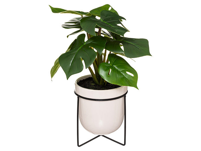 atmosphera-artificial-monstera-plant-in-ceramic-pot-with-metal-holder-33cm