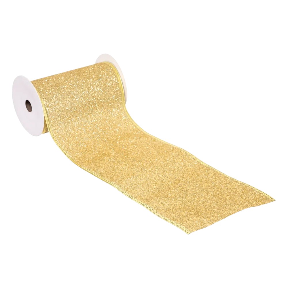 atmosphera-christmas-ribbon-garland-glitter-gold-12-cm-x-5-m