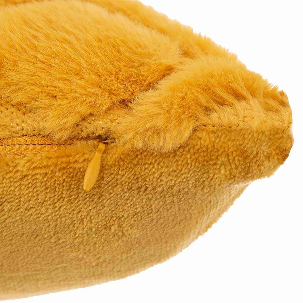 atmosphera-mara-embossed-artificial-fur-cushion-ochre-yellow-45cm-x-45cm