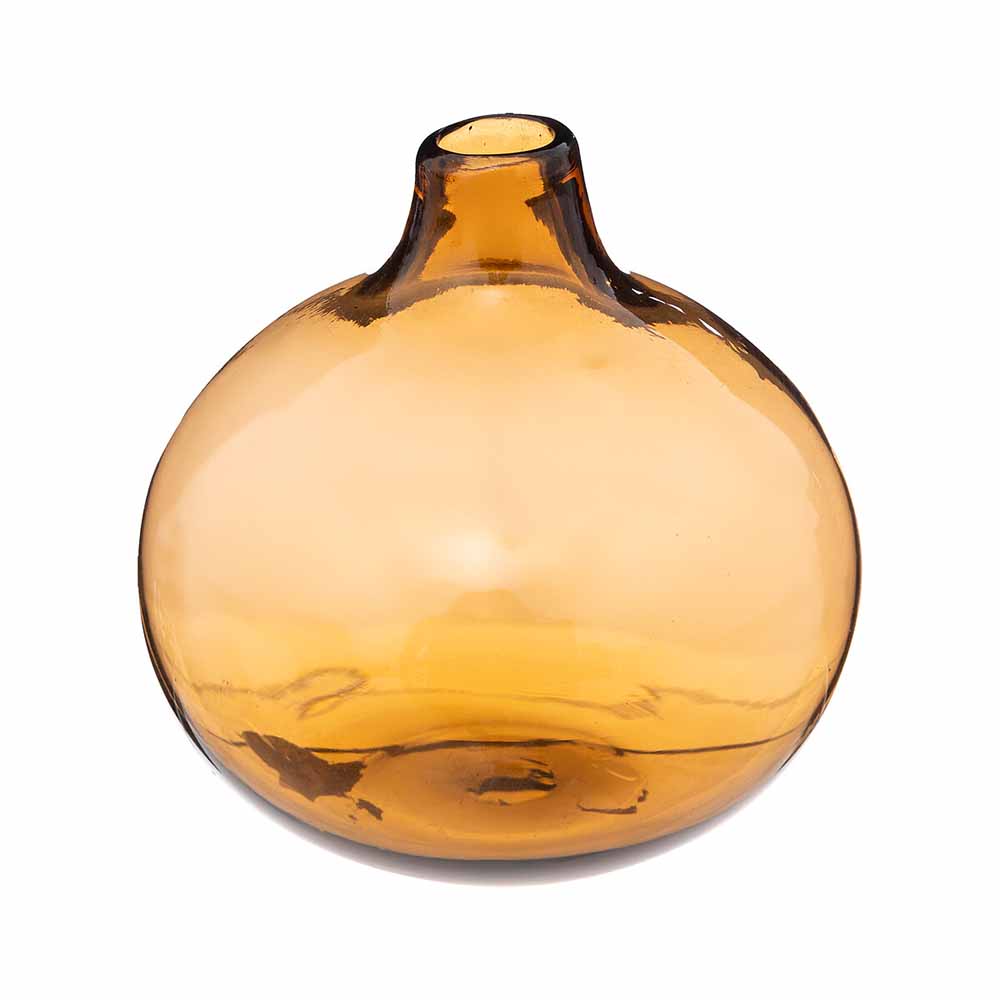 atmosphera-glass-bulb-flower-vase-amber-orange-12cm