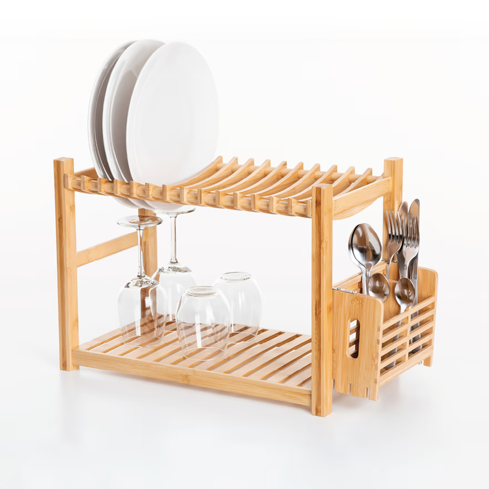 5five-bamboo-2-tier-dish-plate-drainer-53cm