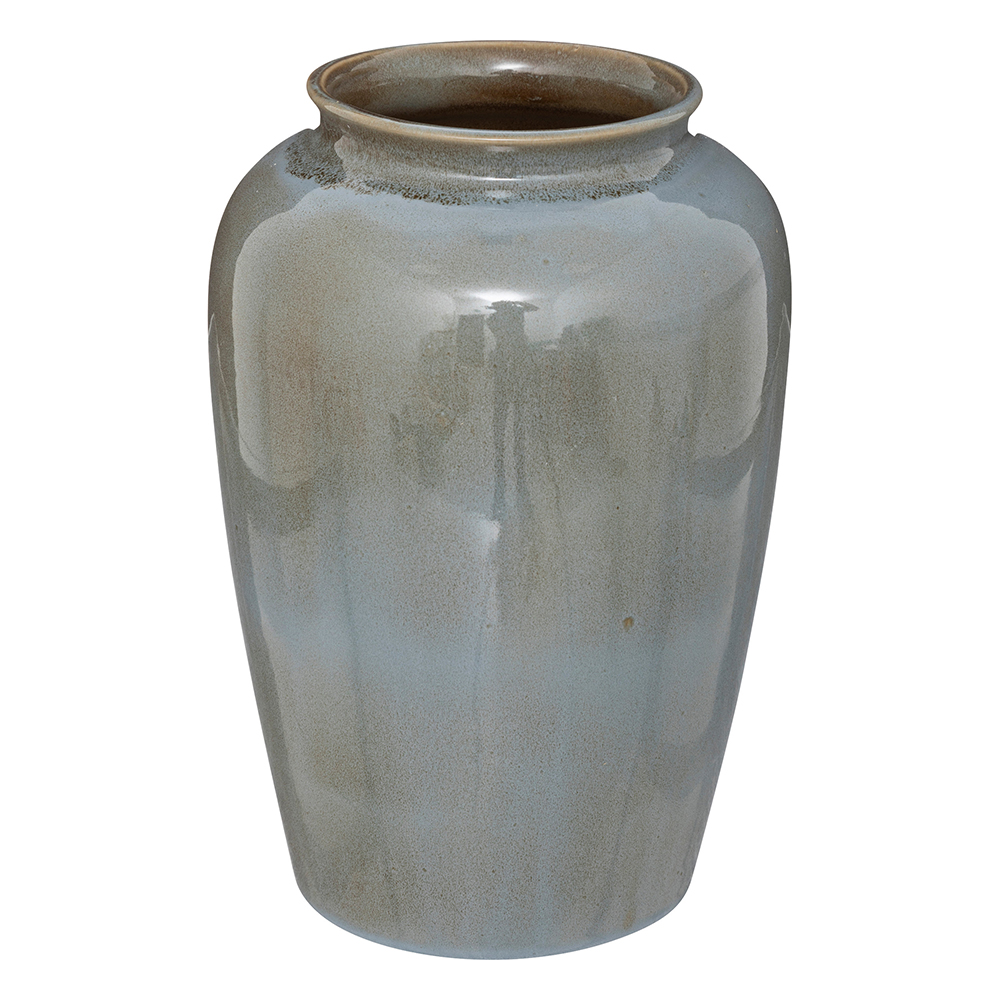 atmosphera-glazed-ceramic-vase-sea-blue-30cm