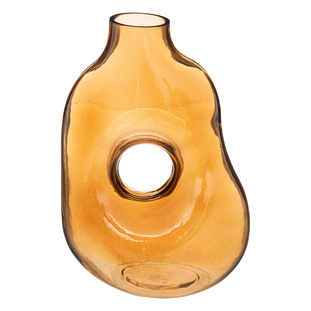 atmosphera-amber-glass-donut-vase-25cm