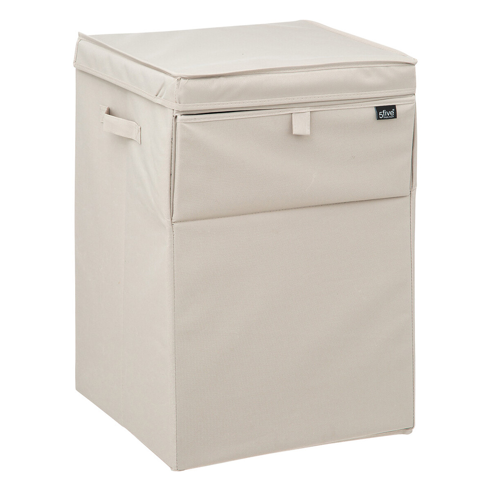 5five-cardboard-polyester-laundry-basket-linen-beige-65l