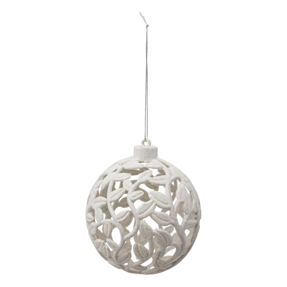 atmosphera-christmas-tree-plastic-bauble-white-glitter-leaf-design-10cm-