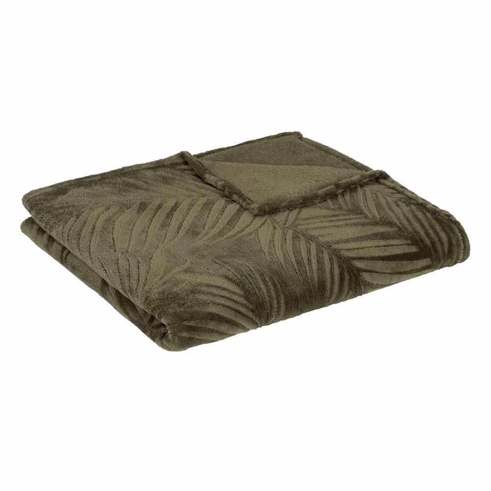 atmosphera-zoa-brushed-polyester-blanket-khaki-green-125cm-x-150cm