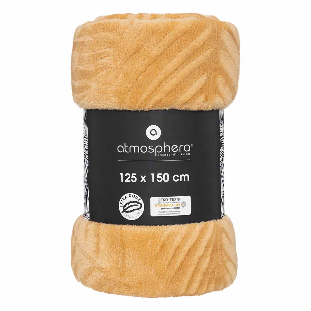 atmosphera-zoa-brushed-polyester-blanket-ochre-yellow-125cm-x-150cm