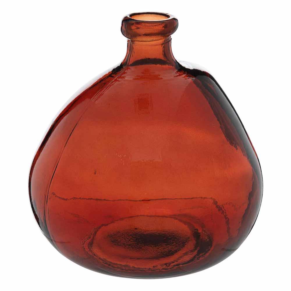 atmosphera-recycled-glass-round-vase-amber-orange-22cm