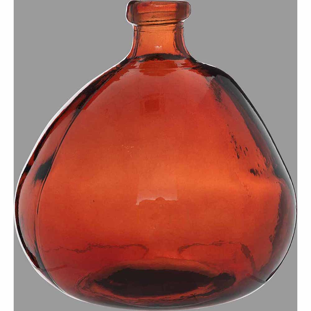 atmosphera-recycled-glass-round-vase-amber-orange-22cm