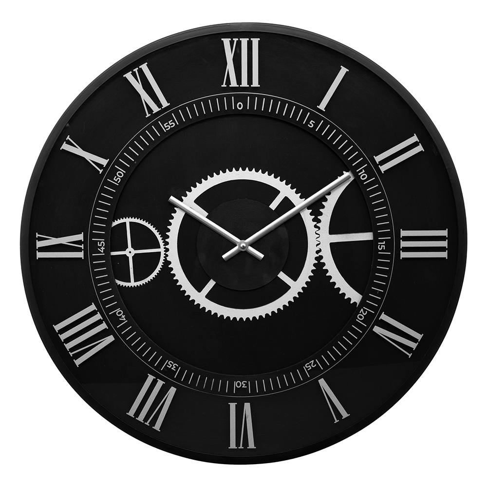 atmosphera-kerian-metal-wall-clock-black-57cm