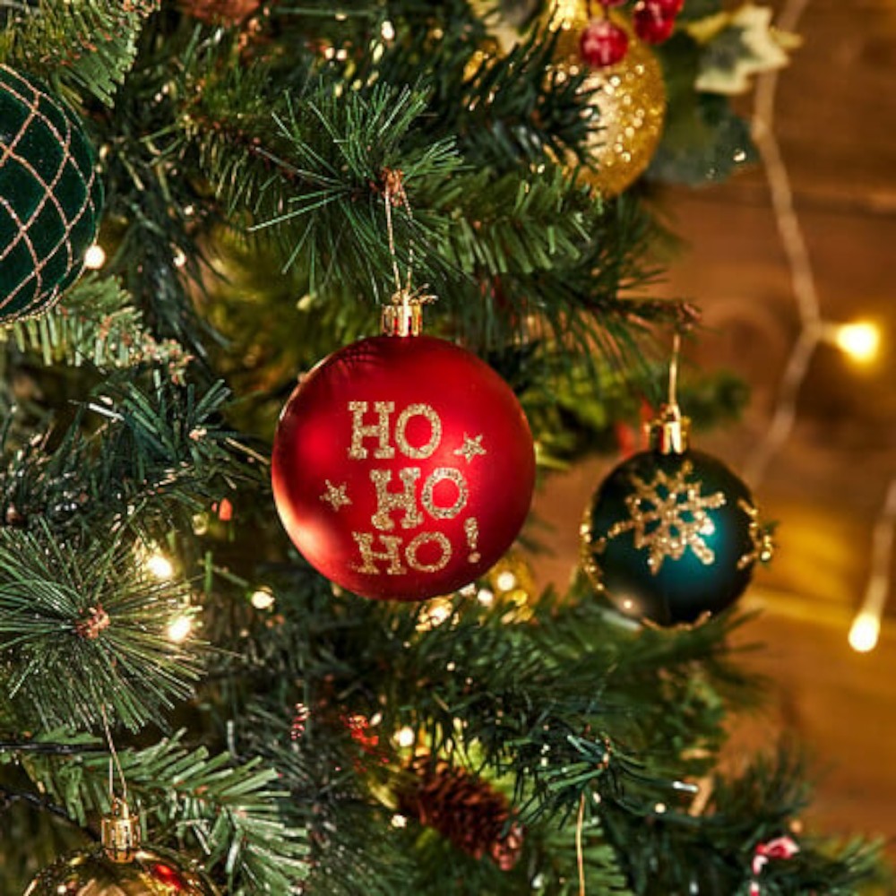 ho-ho-ho-recycled-plastic-christmas-bauble-red-and-gold-8-cm
