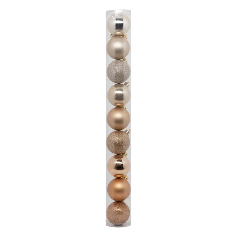 atmosphera-christmas-baubles-set-of-9-pcs-beige-mix-plastic-balls-6-cm