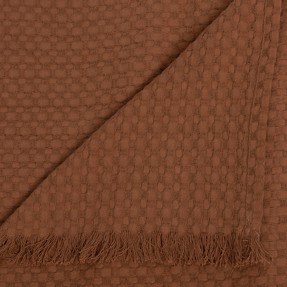 atmosphera-widdy-cotton-frigned-waffle-throw-over-terracotta-brown-130cm-x-180cm