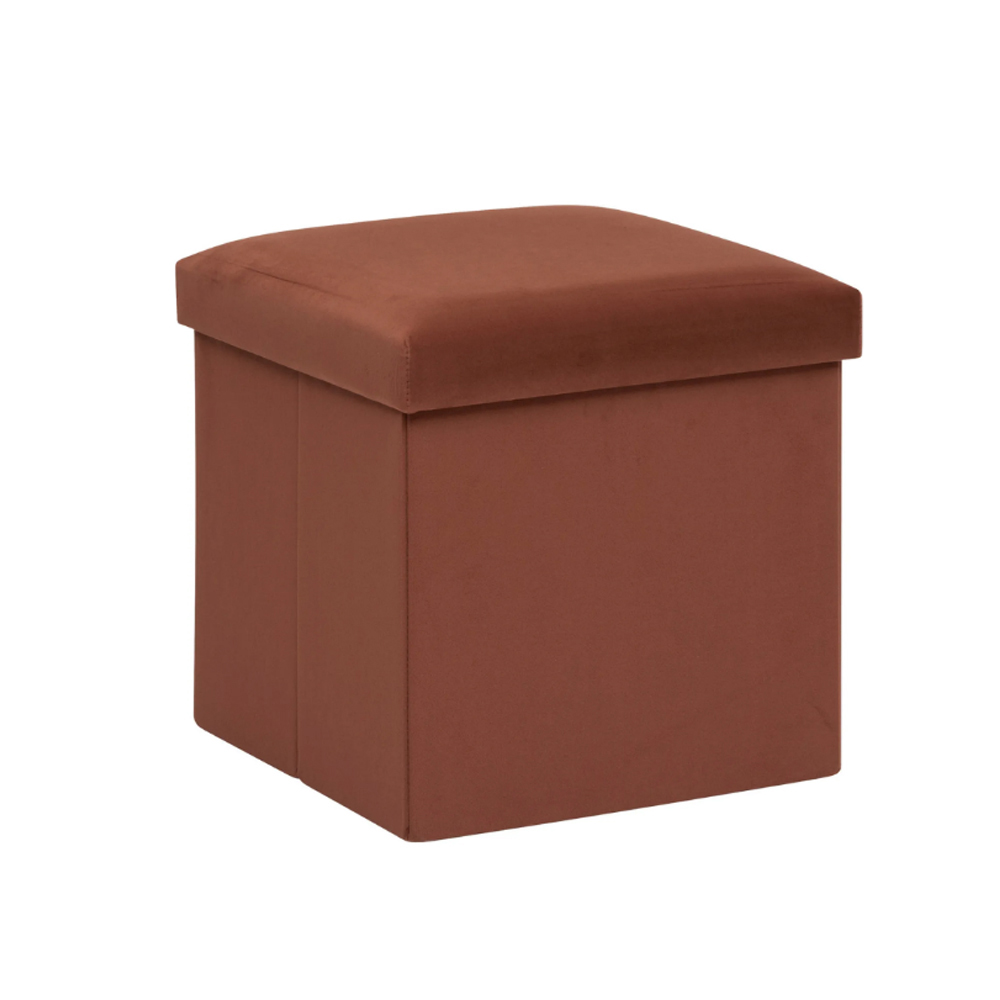 atmosphera-tess-velvet-folding-ottoman-pouf-amber-orange-38cm-x-38cm