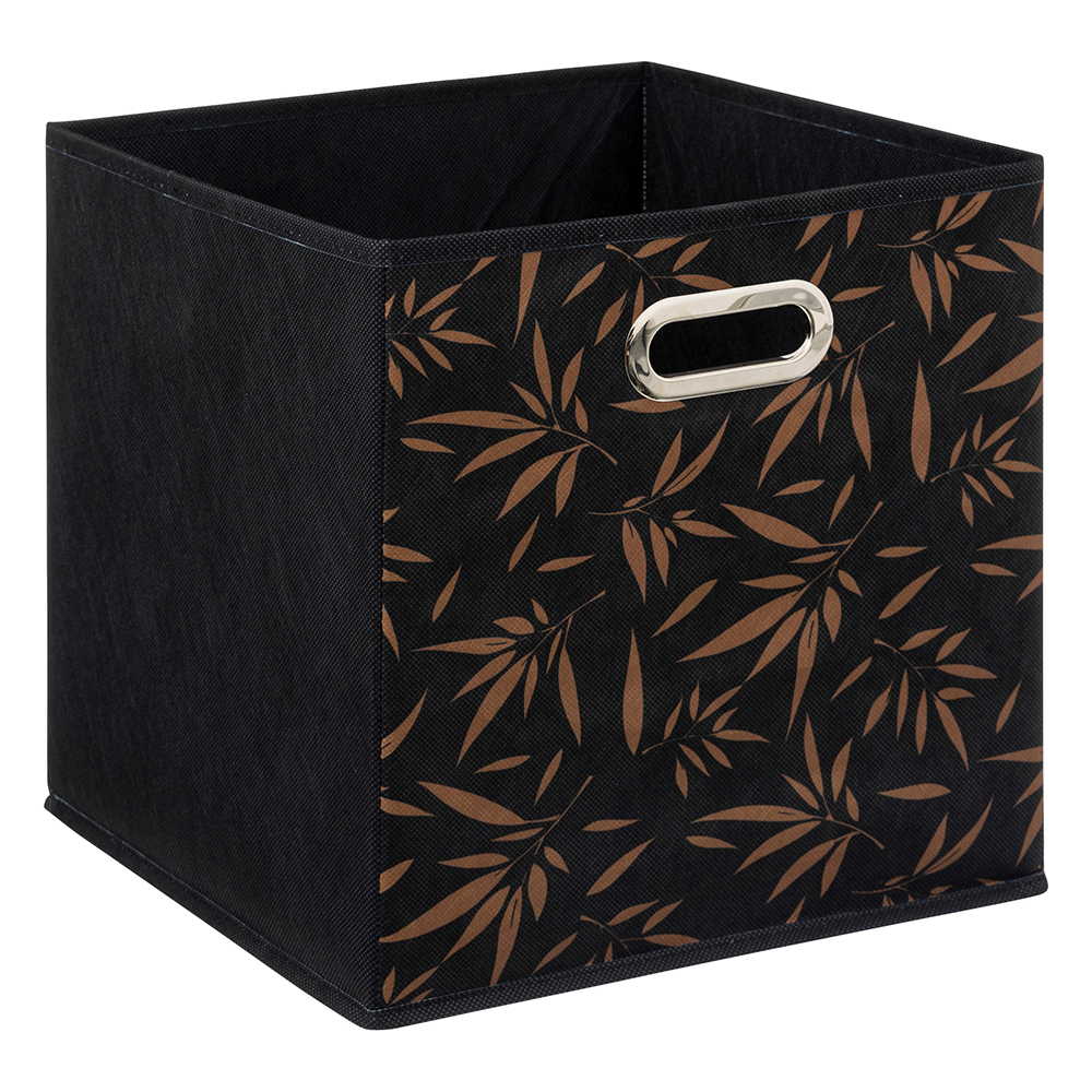 5five-jungle-leaves-design-cardboard-storage-box-black-31cm-x-31cm