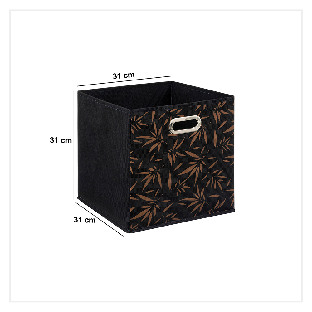 5five-jungle-leaves-design-cardboard-storage-box-black-31cm-x-31cm