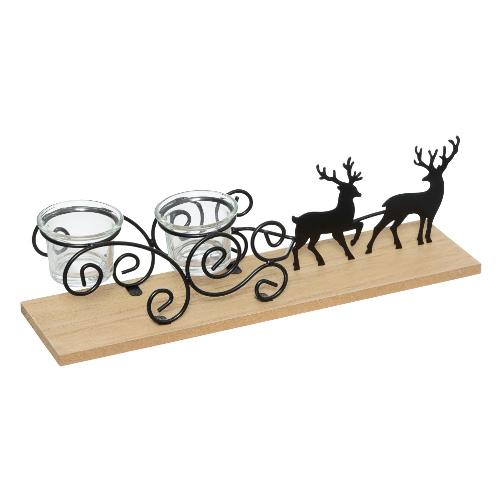atmosphera-christmas-decoration-candle-holder-of-2-glasses-metal-sledge-35-cm