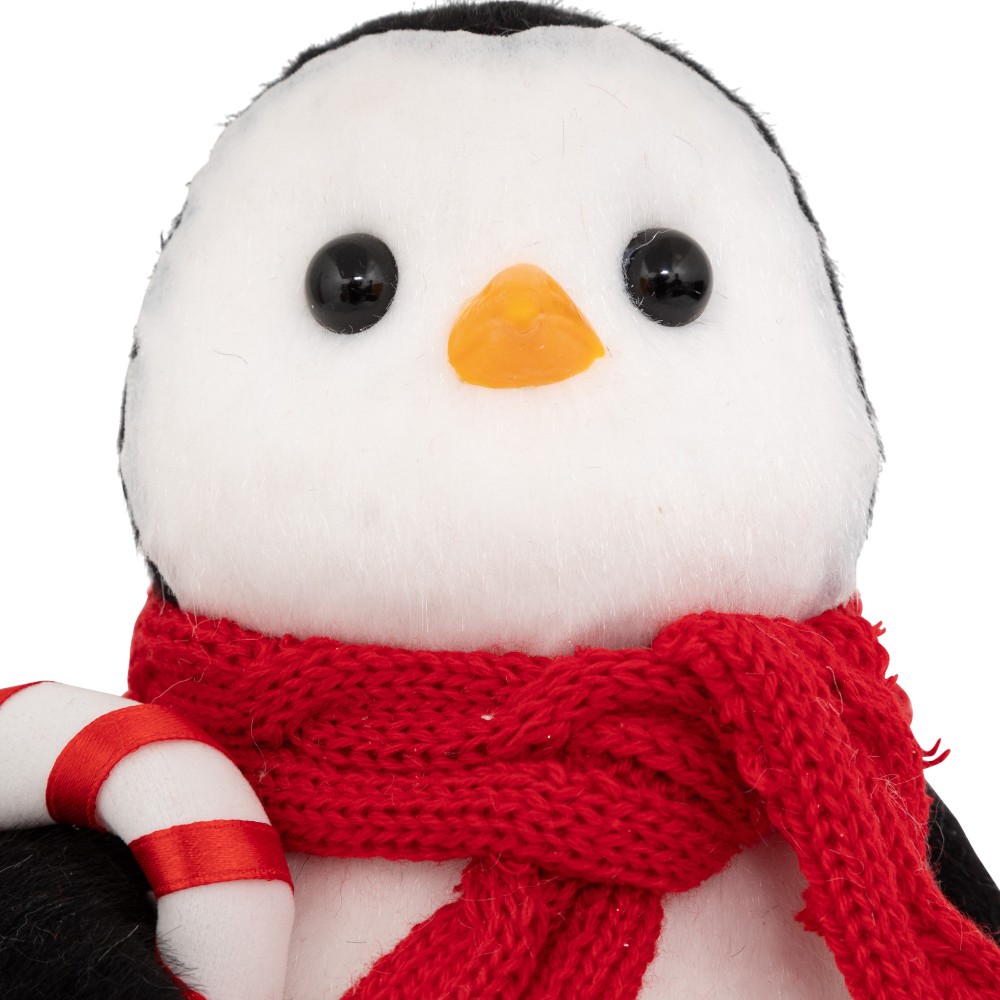 atmosphera-christmas-penguin-with-candy-cane-plush-fabric-19-5-cm